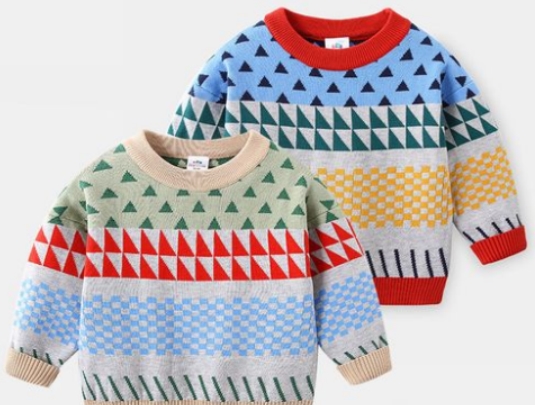 小孩毛衣编织款式拼色是怎么做为你介绍一种款式