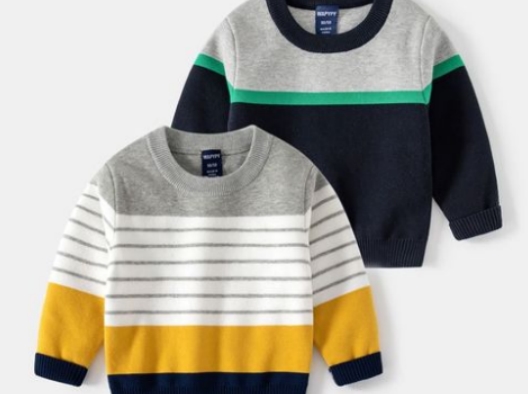 小孩毛衣编织款式拼色是怎么做为你介绍一种款式