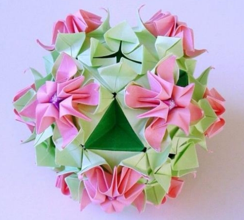 创意折纸花球作品欣赏 美丽立体纸花球