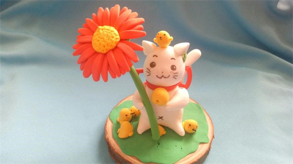 打伞的小猫粘土制作 可爱小猫咪的粘土教程