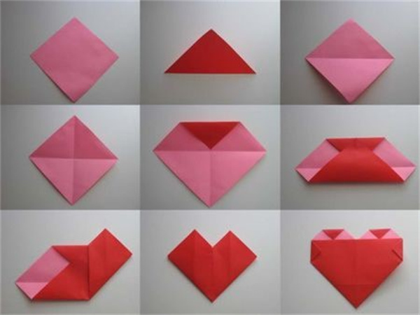 正方形的纸怎么折心 简易手工折纸爱心图解