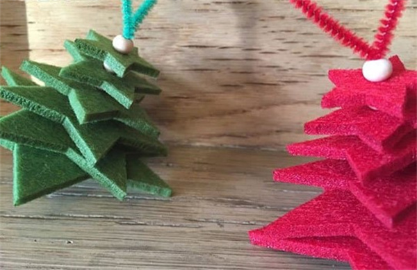 怎么做圣诞树小挂件 布艺手工制作圣诞树饰品