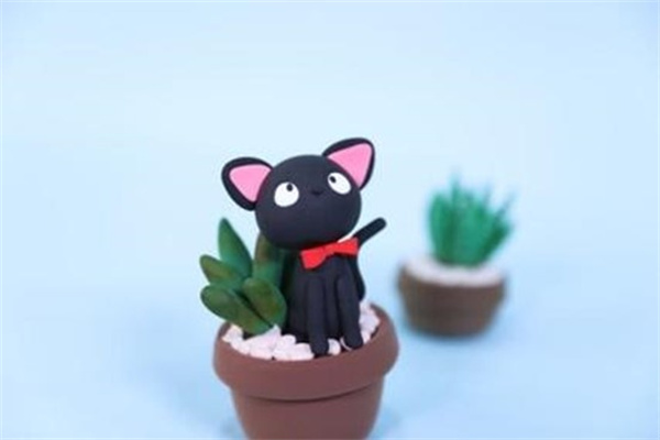 怎么做粘土小黑猫图解 超轻粘土手工制作猫咪