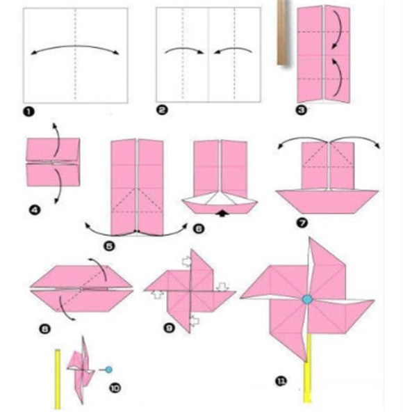 怎么做风车的图解教程 手工制作纸风车的方法