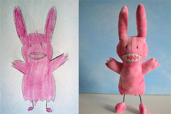 怎么做创意布偶的方法 把孩子涂鸦制作成玩具