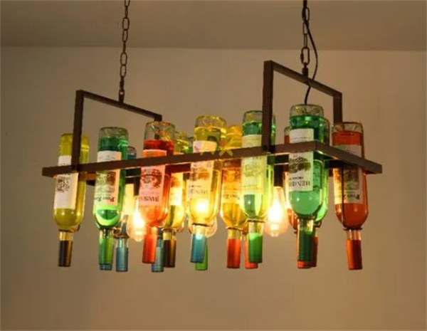 创意个性酒吧灯饰图片 啤酒瓶和钢管DIY而成