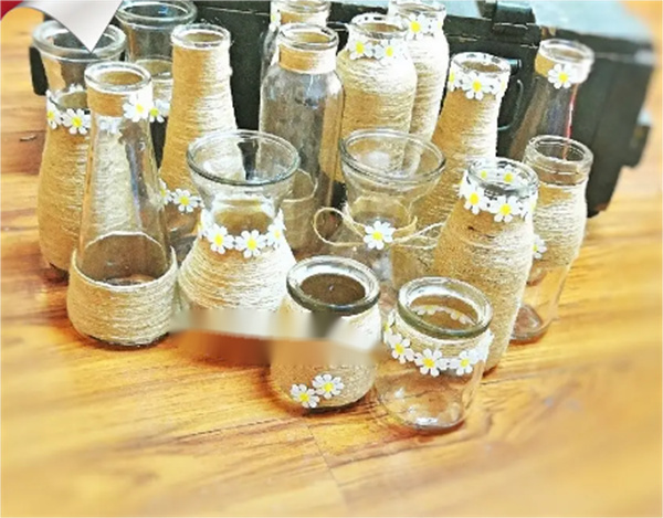红酒瓶花瓶手工制作 毛线绕线DIY玻璃瓶花瓶