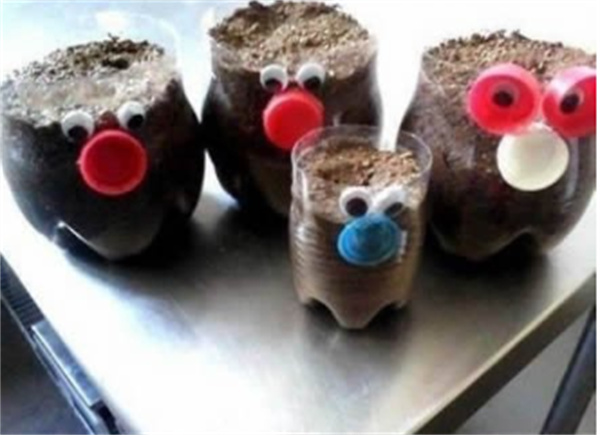大号饮料瓶制作动物花盆 手工制作塑料花盆的过程