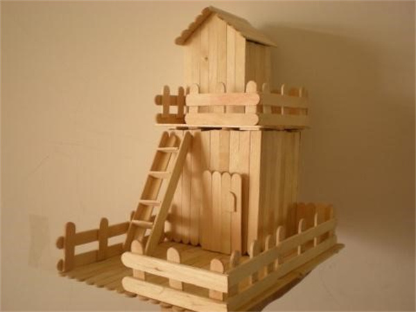 冰棍棒制作小木屋教程 儿童玩具房子手工制作