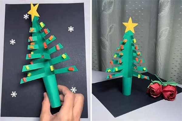 圣诞树图案立体圣诞贺卡手工制作教程