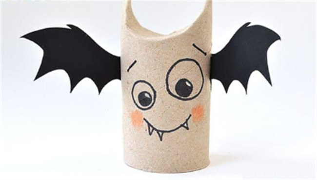 万圣节蝙蝠手工制作 卷纸芯废物利用做蝙蝠