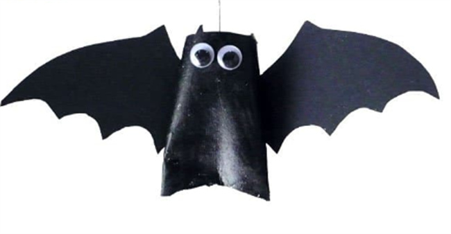 万圣节蝙蝠手工制作 卷纸芯废物利用做蝙蝠