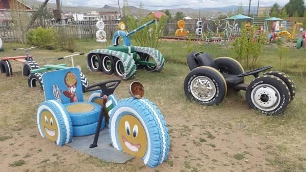 怎么把废轮胎做玩具——汽车轮胎DIY跷跷板和大象