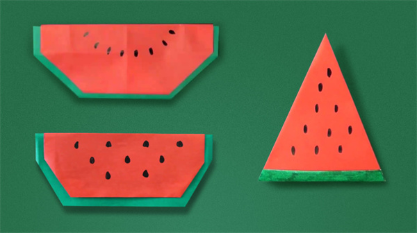怎么简单折纸一片西瓜 幼儿手工西瓜的折法