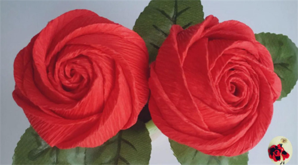 怎么做情人节红玫瑰花 皱纹纸手工制作红玫瑰
