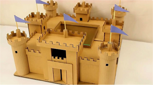 怎么用纸箱做城堡模型 废物利用手工制作城堡